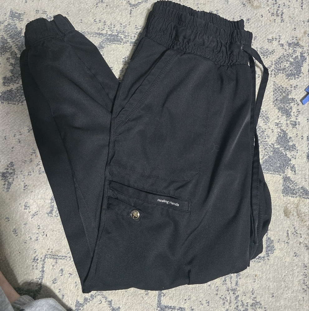 Black Healing Hands Jogger Scrub Pants